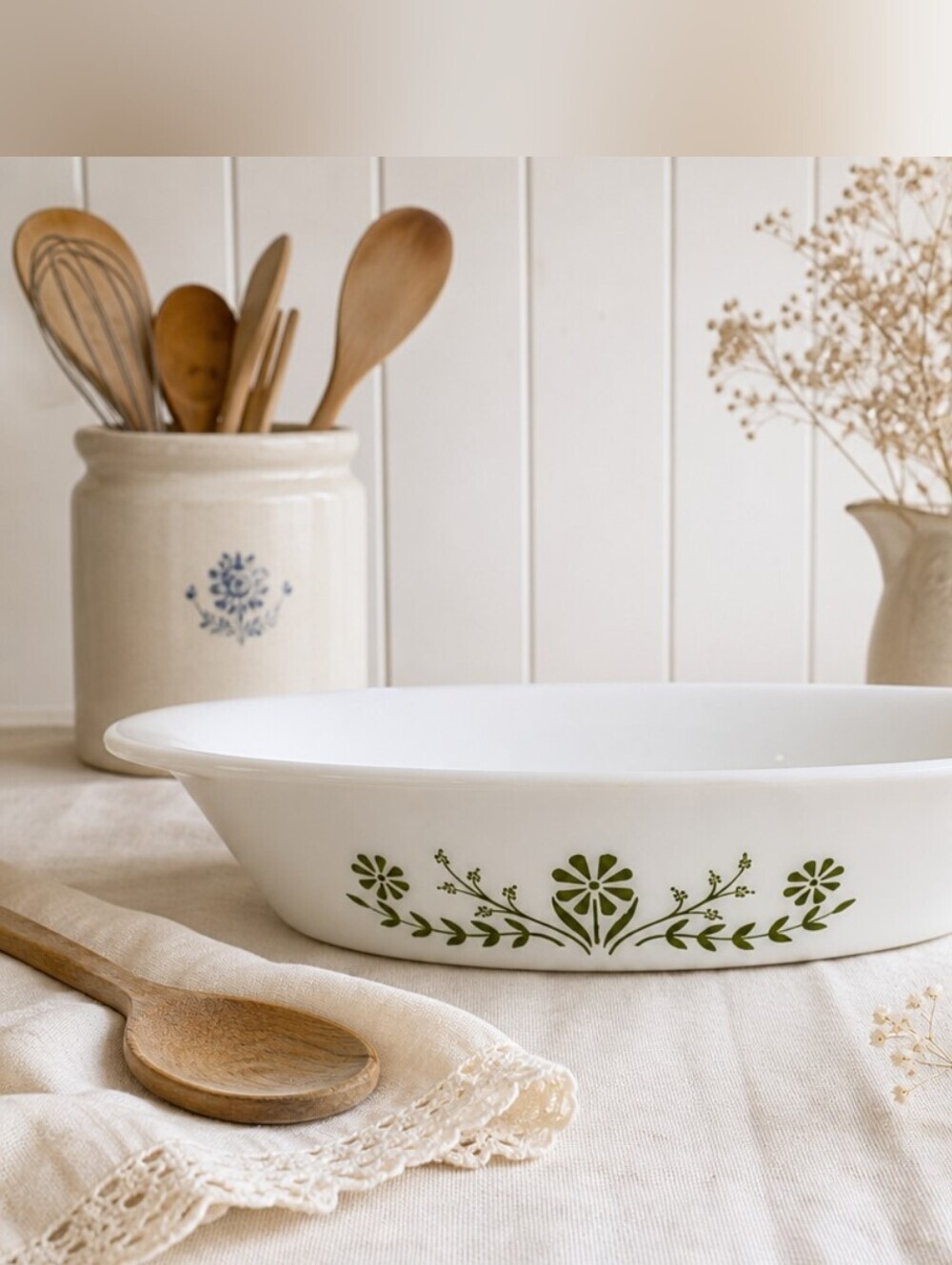 Vintage Corning Ware “Spring Blossom Green” Divided Casserole Dish